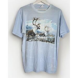 Vintage Wildlife Shirt Mens X-Large Hanes Fifty-Fifty Deer 90s Y2K Single Stitch